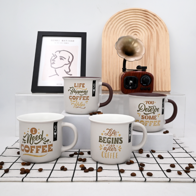 Wholesale Modern Minimalism Enamel Mug Style Camping Country Household Ceramic Coffee Mugs