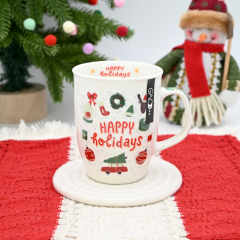 Factory High  Quality 10oz Ceramic Christmas Mug With Cute Bear and Deer Design