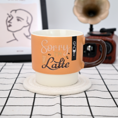 Hot Selling Stackable Coffee Mugs Custom Logo 330ml Custom Stackable Cafe Mugs With Decal Logo Stackable Custom Mugs