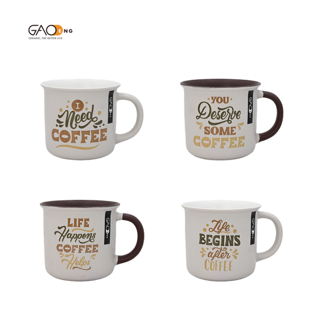 Wholesale Modern Minimalism Enamel Mug Style Camping Country Household Ceramic Coffee Mugs