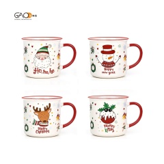 Hot Selling Custom Christmas Deer Snowman Santa Xmas Mugs Red New Year Christmas Cup