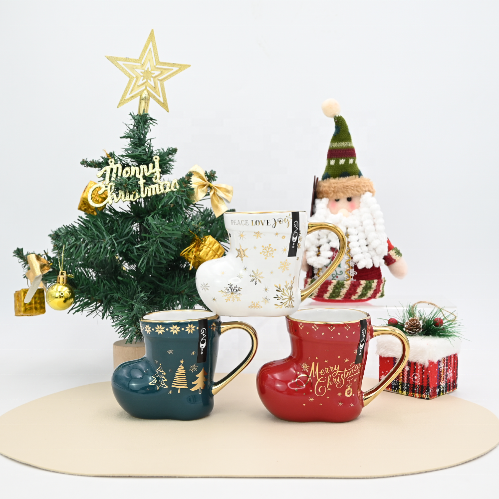 Custom Personalized Creative Ceramic Christmas Mug for Coffee Stocking Sock for Holiday Ceramic Mug for Home
