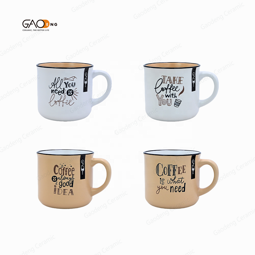 Gaodeng Cheap Price Silk Screening Coffee Mugs Custom OEM Most Popular Shape Ceramic Cups