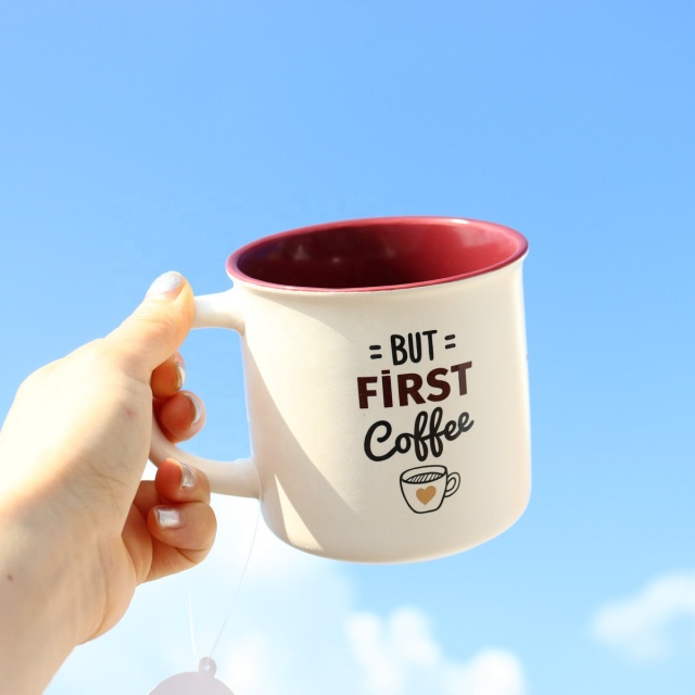 Factory Directly Sale Creative Personality Cheap Good Quality 11oz Imitation Enamel Ceramic Coffee Mug  for Household