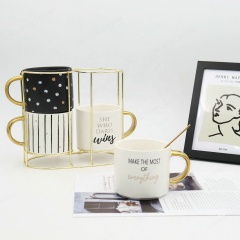 Nordic Style High Quality Ceramic Coffee Mug Wholesale Custom Logo Black and White Porcelain Cups