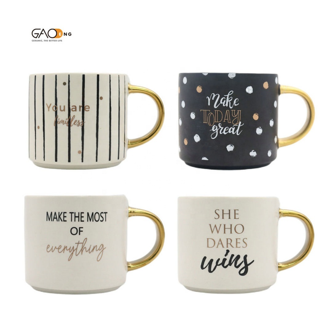 Nordic Style High Quality Ceramic Coffee Mug Wholesale Custom Logo Black and White Porcelain Cups