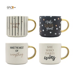 Nordic Style High Quality Ceramic Coffee Mug Wholesale Custom Logo Black and White Porcelain Cups
