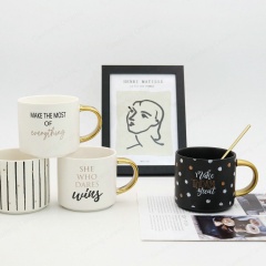 Nordic Style High Quality Ceramic Coffee Mug Wholesale Custom Logo Black and White Porcelain Cups