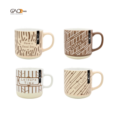 Factory High Quality 12oz Silk Screen Printing Ceramic Coffee Cups Custom Milk Coffee Tea Mugs Brown Mug