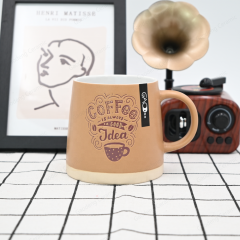 Gaodeng 2024 Matte Color Silk Screening Coffee Mugs Custom Belly Shape Stoneware Cups