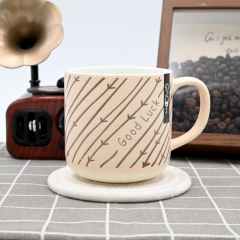 Factory High Quality 12oz Silk Screen Printing Ceramic Coffee Cups Custom Milk Coffee Tea Mugs Brown Mug