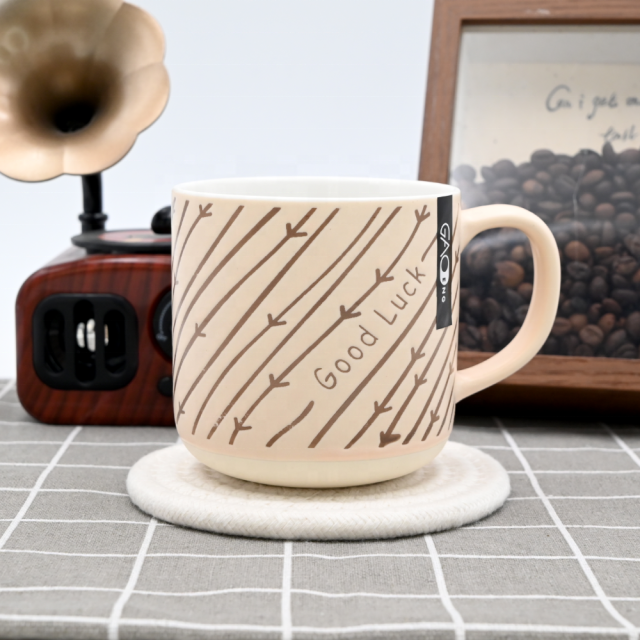 Factory High Quality 12oz Silk Screen Printing Ceramic Coffee Cups Custom Milk Coffee Tea Mugs Brown Mug