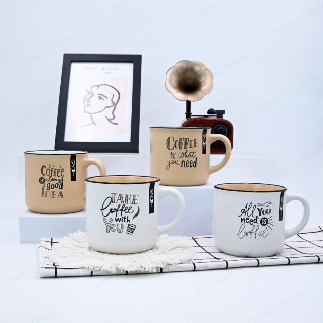 Gaodeng Cheap Price Silk Screening Coffee Mugs Custom OEM Most Popular Shape Ceramic Cups