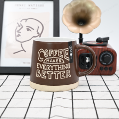 Gaodeng 2024 Matte Color Silk Screening Coffee Mugs Custom Belly Shape Stoneware Cups