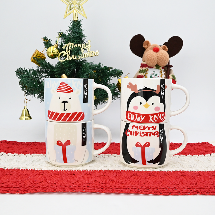 High Quality Christmas Stacking Cup with The White Bear and The Penguin Cute and Fashion