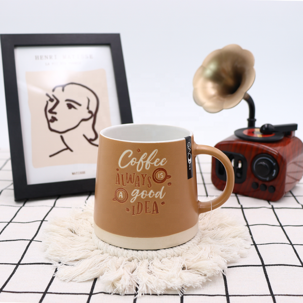 Factory Wholesale 12oz Coffee Cups Custom Silk Screen Ceramic Coffee Mugs