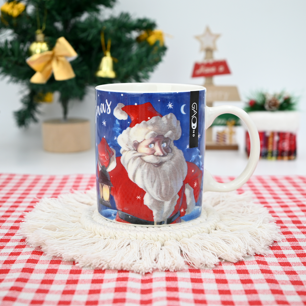 Custom Cheap Christmas Milk Cup 11oz for Gift with Snowman Car and Father Christmas