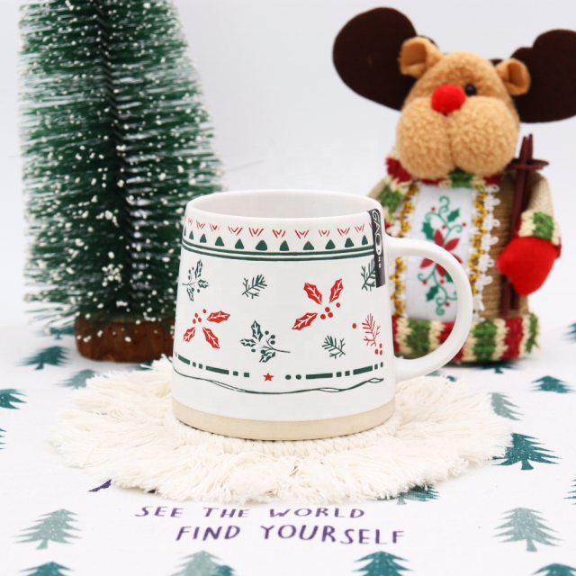 Ceramic Christmas Series Mugs Print Gingerbread Man Cute Christmas Tree Ceramic Coffee Mug Set for Christmas Gift
