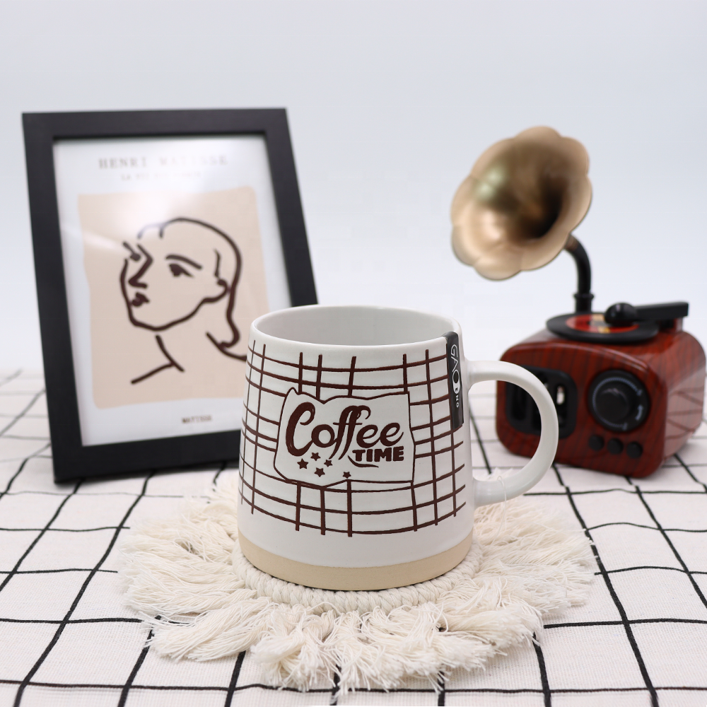 Factory Wholesale 12oz Coffee Cups Custom Silk Screen Ceramic Coffee Mugs