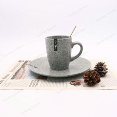 Grey Color Reactive Glaze Dinnerware Set 16pcs Nodic Style Customized logo Tableware Set Ceramic Bowl Mug Plate