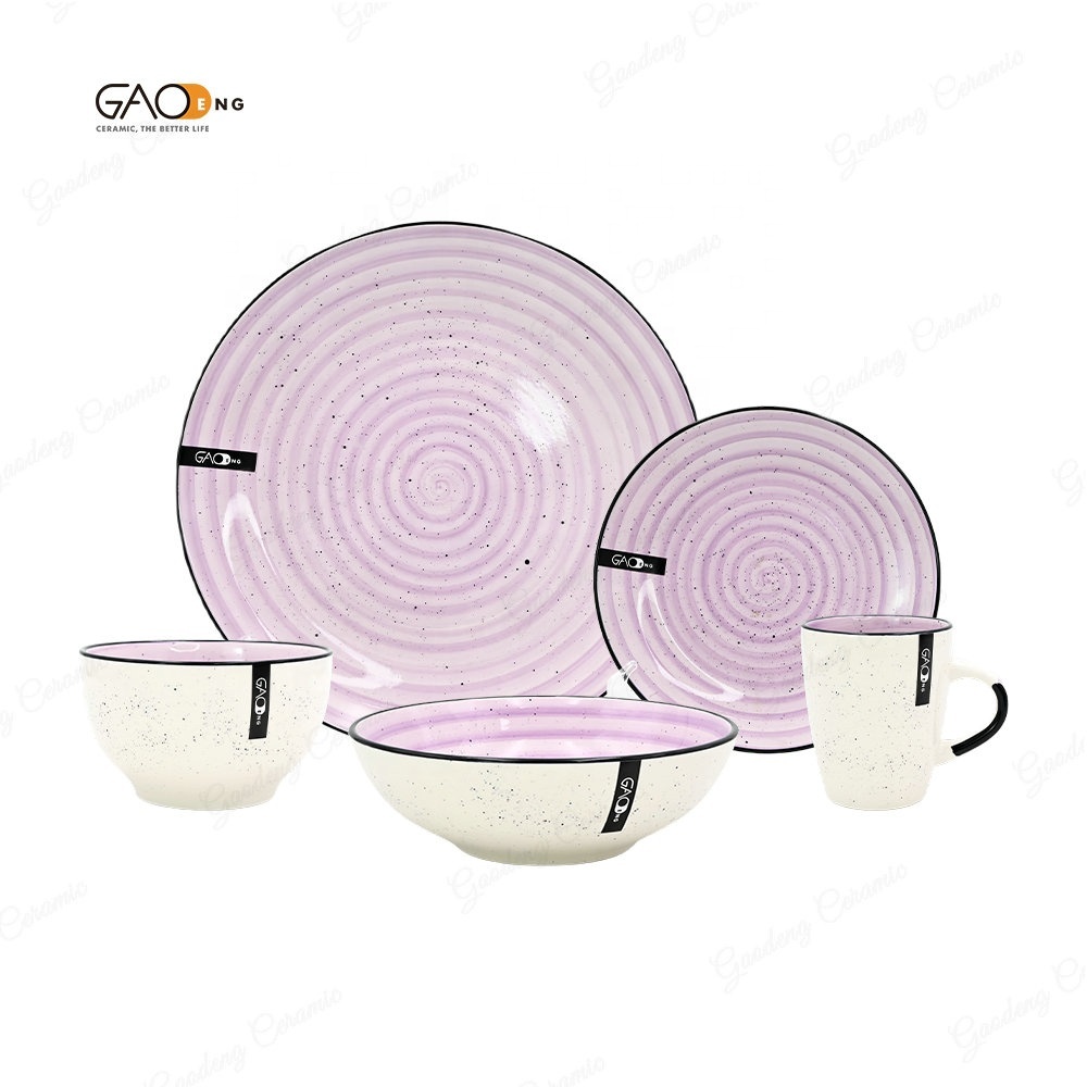 High-quality plates and dishes tableware set colorful kitchenware ceramic bowl and cups set porcelain dinnerware sets