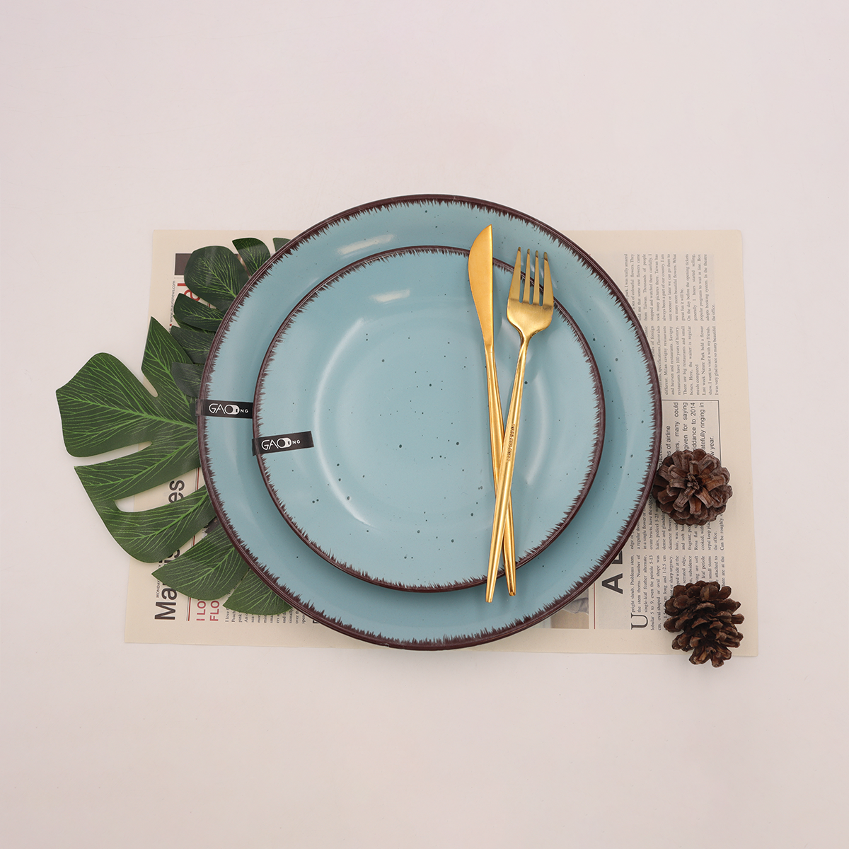 Handmade Stoneware Chinese Restaurant Dinnerware, 16pcs Ceramic Restaurant Crockery Dinnerware