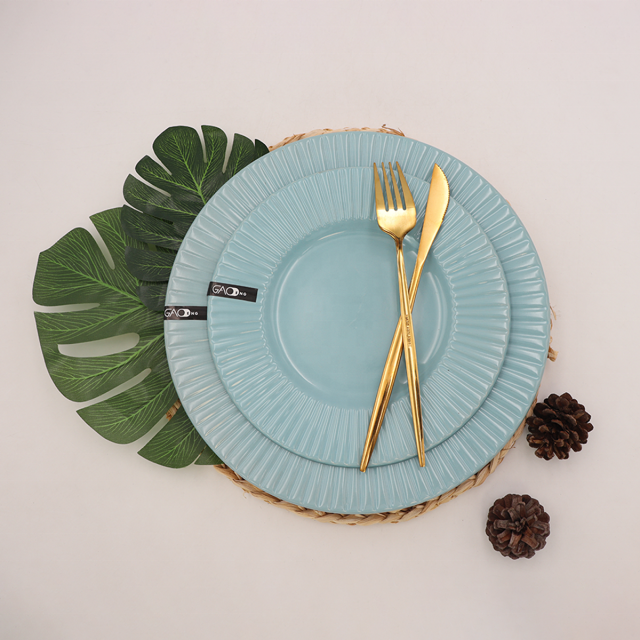 Supply Color Glazed Stoneware Dinner Set, 16pcs Ceramic Dinnerware Set Custom Logo