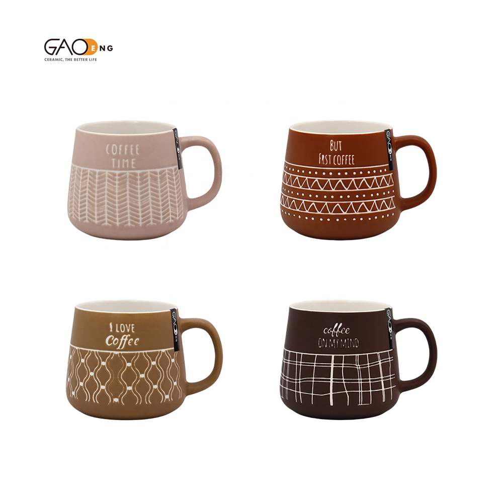 Hot Sale Silk Screen Ceramic Drinkware Custom Ceramic Mug Cups for Tea Wholesale Printed Camping Coffee