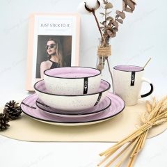 High-quality plates and dishes tableware set colorful kitchenware ceramic bowl and cups set porcelain dinnerware sets