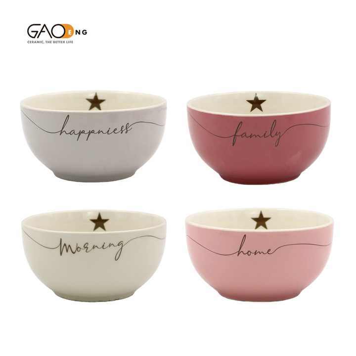 5.5 Inch  pink Color Glazed Ceramic Round Bowl Cheap Porcelain Noodle Bowl Custom Design for Daily Use