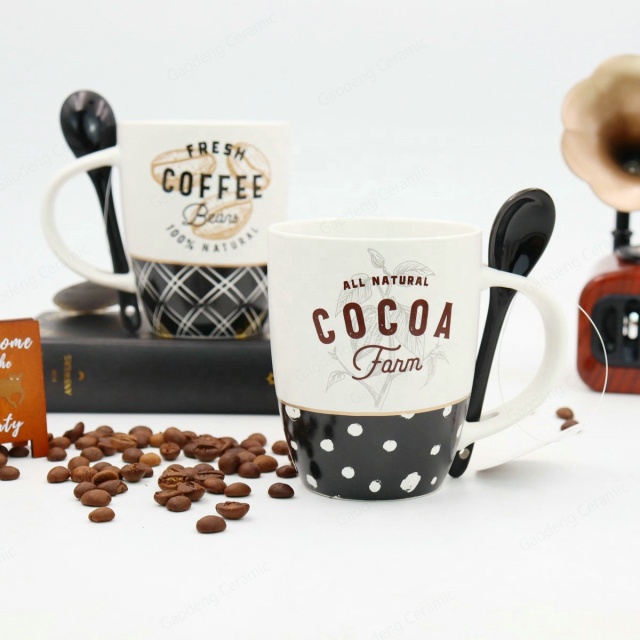 Wholesale the Best Price 11oz Mug New Design Hot Chocolate Tea Milk Ceramic Coffee Mugs With Spoon