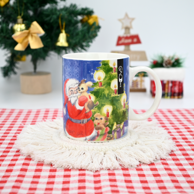 Custom Cheap Christmas Milk Cup 11oz for Gift with Snowman Car and Father Christmas