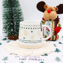 Ceramic Christmas Series Mugs Print Gingerbread Man Cute Christmas Tree Ceramic Coffee Mug Set for Christmas Gift
