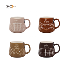 Hot Sale Silk Screen Ceramic Drinkware Custom Ceramic Mug Cups for Tea Wholesale Printed Camping Coffee