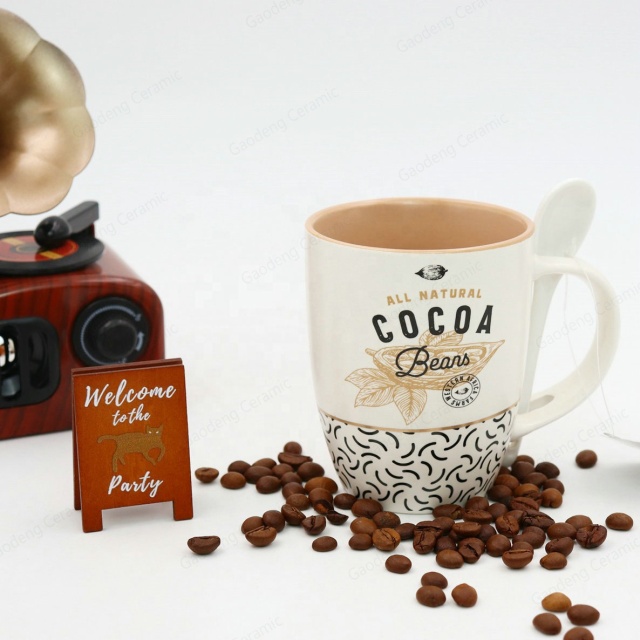 Wholesale the Best Price 11oz Mug New Design Hot Chocolate Tea Milk Ceramic Coffee Mugs With Spoon