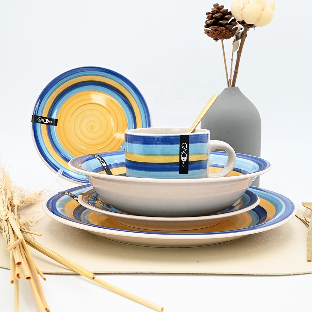 Hot Sale Custom Dinnerware Set with Hand-painted Craft 20 Pcs Tableware Set