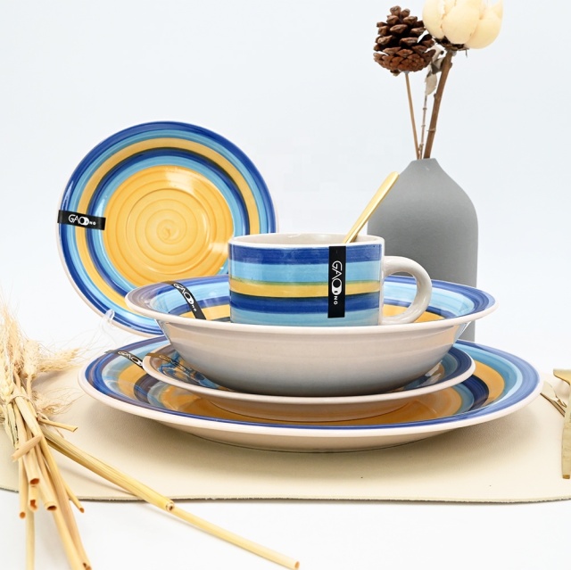 Hot Sale Custom Dinnerware Set with Hand-painted Craft 20 Pcs Tableware Set