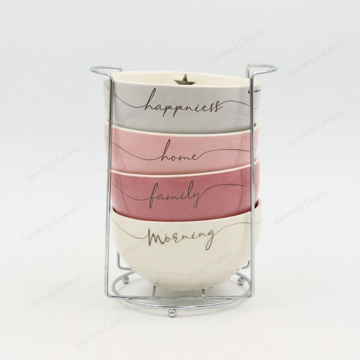 5.5 Inch  pink Color Glazed Ceramic Round Bowl Cheap Porcelain Noodle Bowl Custom Design for Daily Use