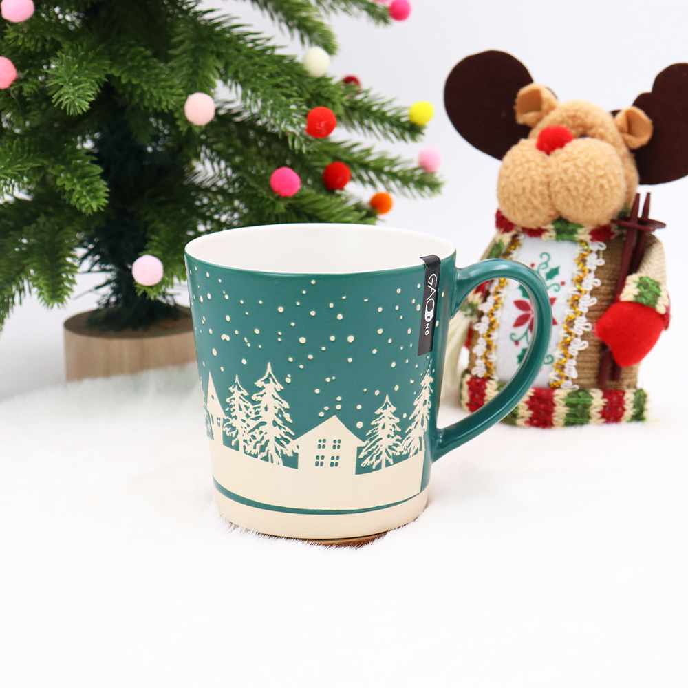 Christmas Design Big Capacity Gift Mug Set, Customized Christmas Ceramic Coffee Mugs Sets With Gift Box