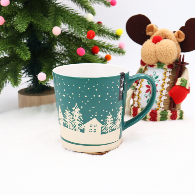 Christmas Design Big Capacity Gift Mug Set, Customized Christmas Ceramic Coffee Mugs Sets With Gift Box