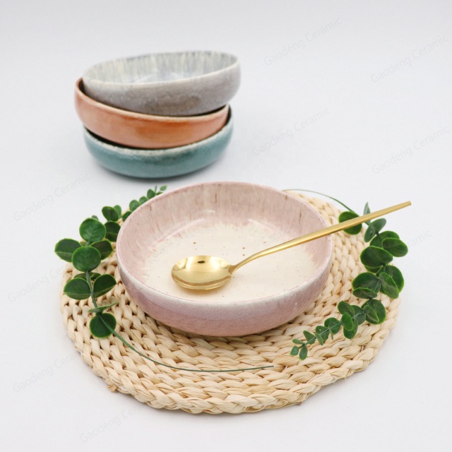 Reactive Glazed Stoneware Pasta Bowl. Salad Bowl, Kiln Glazed Serving Bowl,
