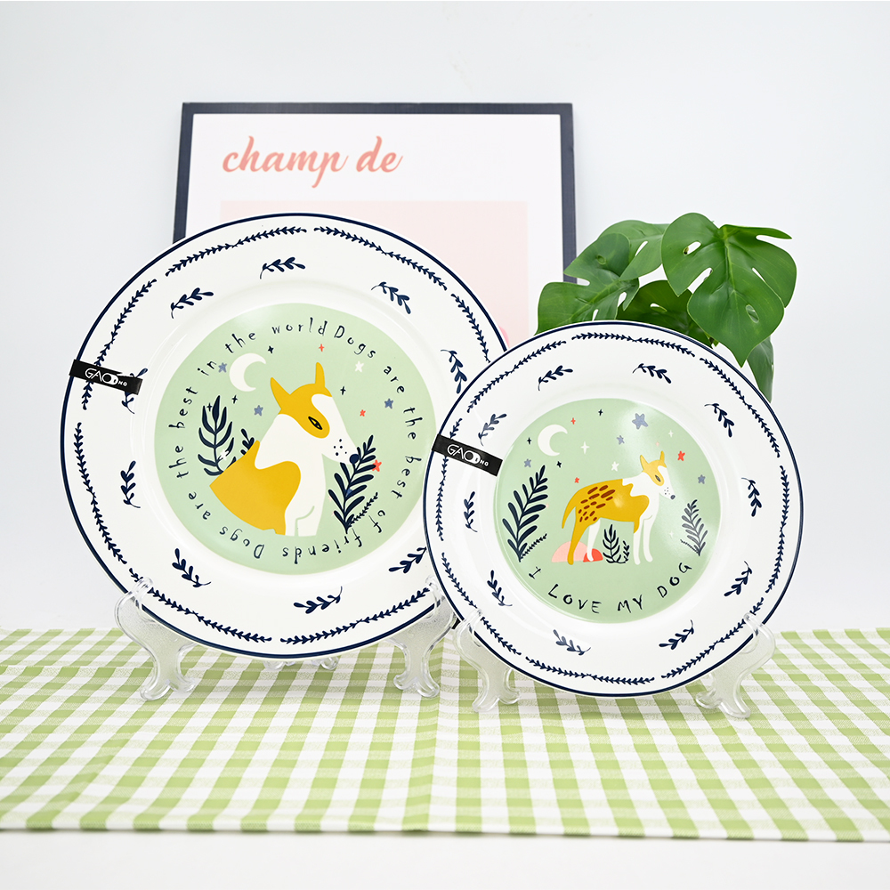 Cute Pet Printing European Style Ceramic Tableware With Pet Bowl Cartoon Dog Design Porcelain Tableware for Restaurant