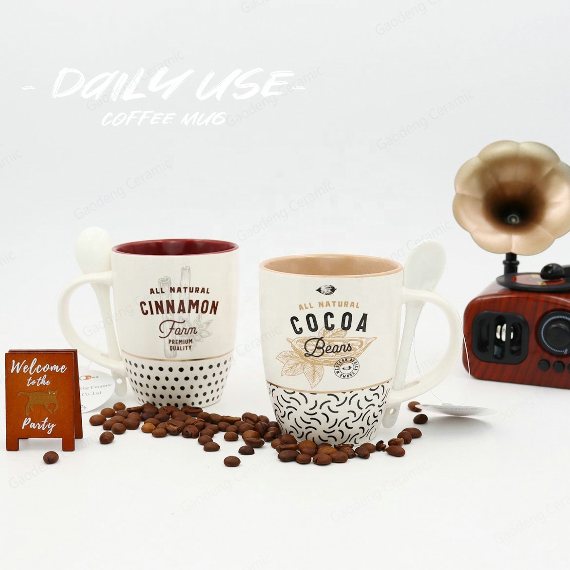 Wholesale the Best Price 11oz Mug New Design Hot Chocolate Tea Milk Ceramic Coffee Mugs With Spoon
