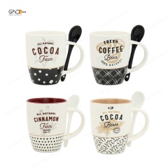 Wholesale the Best Price 11oz Mug New Design Hot Chocolate Tea Milk Ceramic Coffee Mugs With Spoon