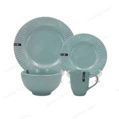 Supply Color Glazed Stoneware Dinner Set, 16pcs Ceramic Dinnerware Set Custom Logo
