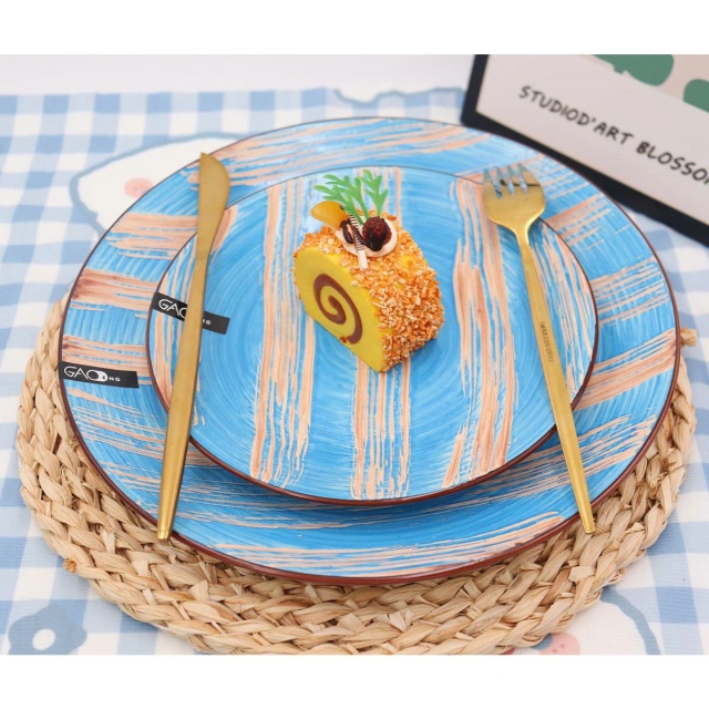 Factory Hot Sale Custom Hand-painted Ceramic Tableware Set Blue Porcelain Dinnerware Set 16pcs