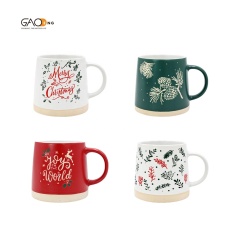 New Arrivals of Christmas Mug Custom Red White Green Christmas Cups with Wax Resist Printing