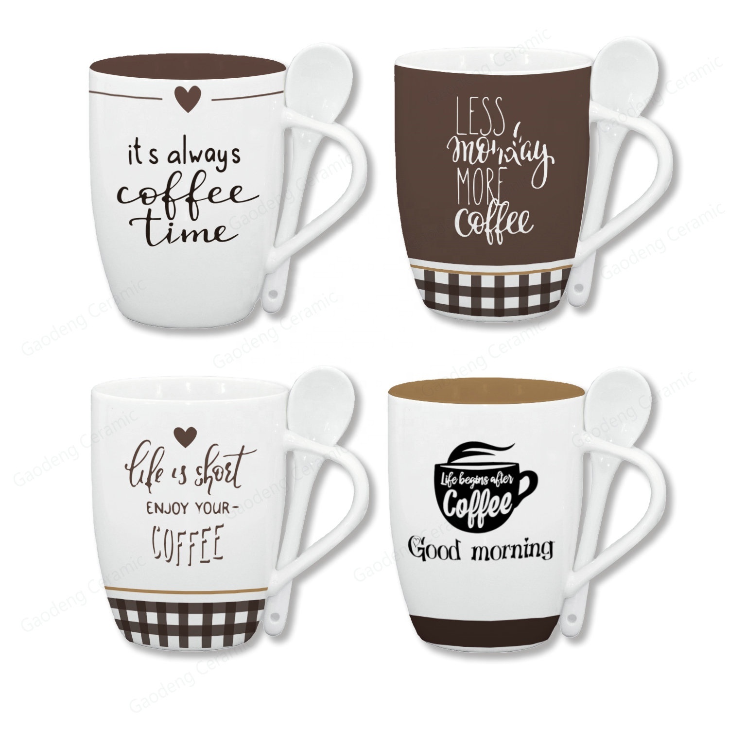 Wholesale 10oz Ceramic Coffee Mug With Spoon Promotional Gifts Souvenir Mug With Spoon Set