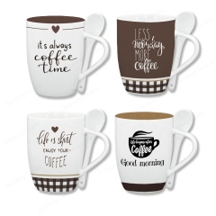Wholesale 10oz Ceramic Coffee Mug With Spoon Promotional Gifts Souvenir Mug With Spoon Set