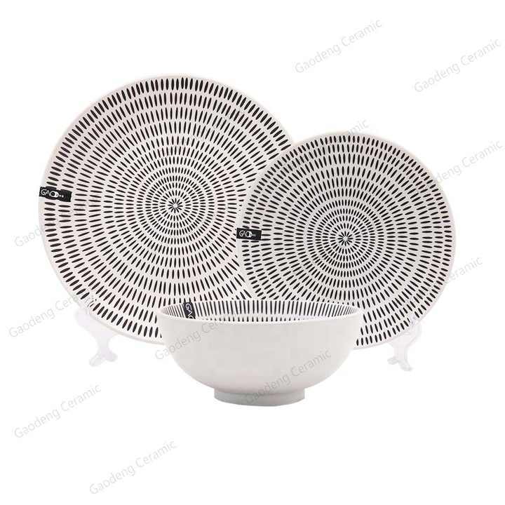 12pcs Ceramic Dinner Set, Stoneware Embossment Dinnerware Set Custom Logo